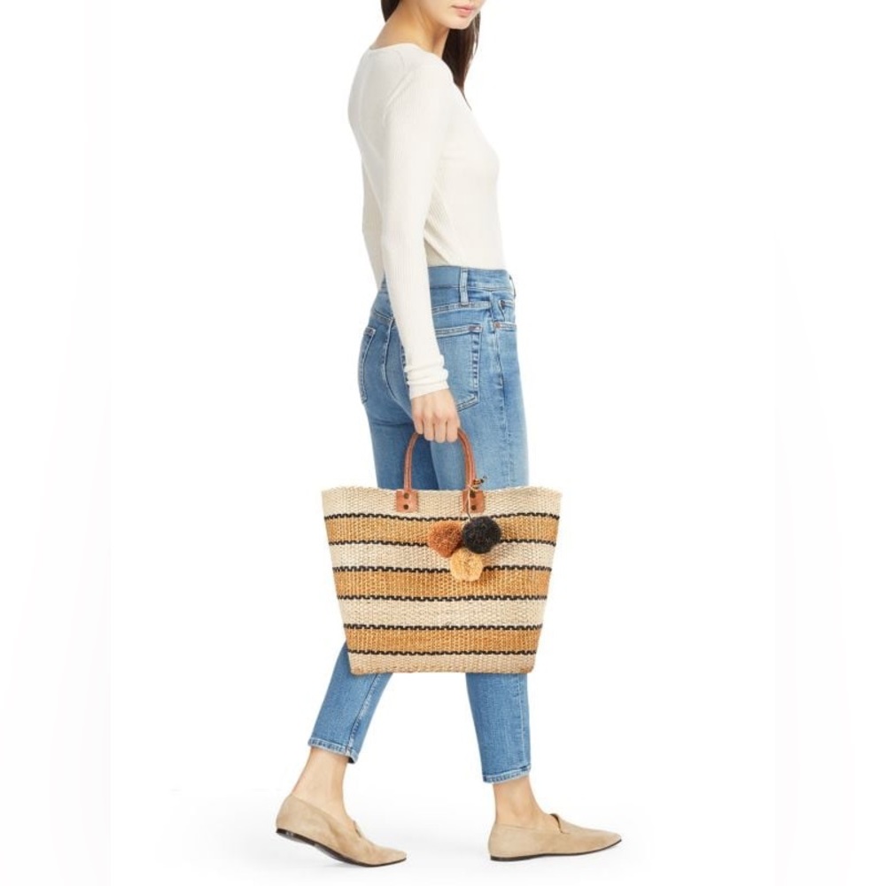 MAR Y SOL Capri Woven Straw Tote Beach Bag